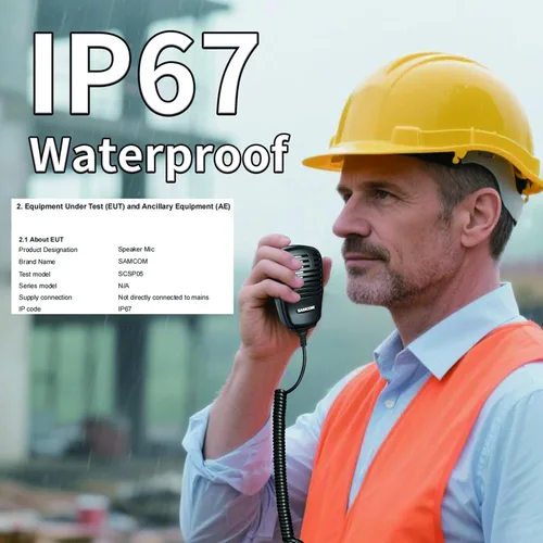 Miniatura 2 de SAMCOM Micrófono portátil altavoz pesado SCSP05 Micrófono de radio IP67 impermeable Micrófono de altavoz 2 pines con conector de auriculares