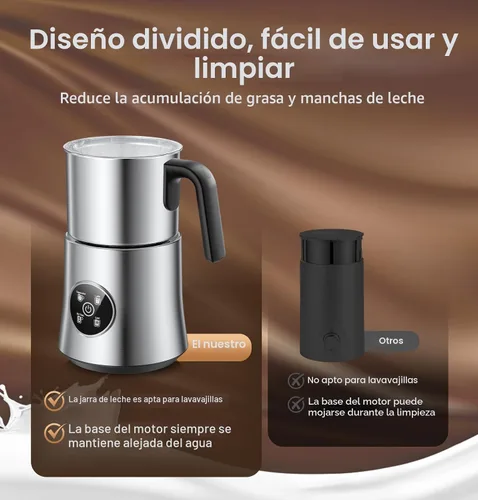 Miniatura 6 de Espumador de leche y vaporizador, espumador de leche eléctrico desmontable y de gran capacidad, máquina automática de espuma caliente y fría