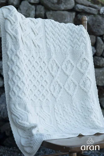 Miniatura 3 de Aran Woollen Mills Manta de punto merino supersuave para cuna de 22 x 32 pulgadas (natural)