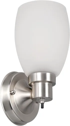 Design House Lydia - Aplique de pared, 1 luz, vidrio esmerilado, regulable, interruptor de encendido/apagado giratorio, níquel satinado, 4.88