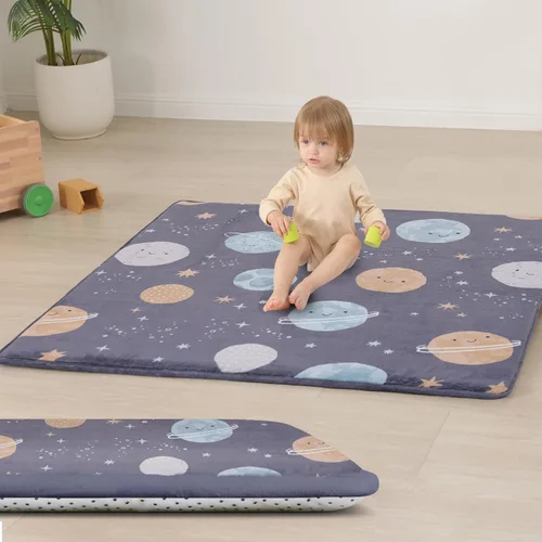 Miniatura 34 de Huloo Sleep Alfombra de Juego para Bebés para Piso, Espesor de 1.3" de Espuma Elástica, Alfombra de 1.27m×1.27m para Tiempo de Barriga, Terciopelo