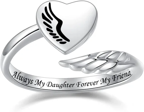 Anillo inspirador de plata de ley 925, diseño de alas de ángel, personalidad, motivación, regalo para adolescentes, niñas, mujeres hijas