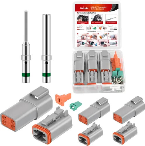 Miniatura 11 de Nilight Kit de conectores DT de 2 pines, 3 juegos de tamaño 16 contactos sólidos, terminal macho hembra impermeable para conectores de la serie DT