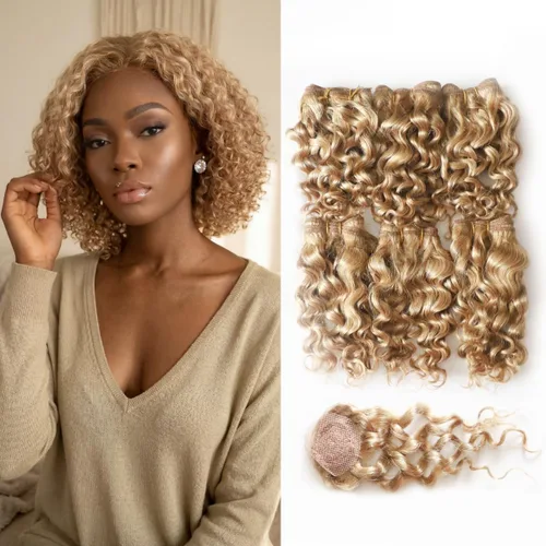 Miniatura 9 de VIOLET Cabello 8 Pulgadas Brasileño Rizado Profundo Tejido Cabello Corto Humano 6 Paquetes Con Cierre 100% Extensiones de Cabello Humano Sin