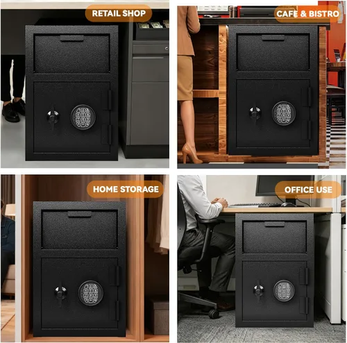 Miniatura 9 de KAER Caja fuerte de 2.6 pies cúbicos para negocios, caja fuerte para efectivo con ranura para caída, caja fuerte de dinero resistente de 53.8 libras