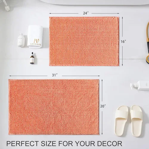 Miniatura 2 de Civkor Alfombra de baño, cómoda alfombra de baño de felpilla antideslizante, con pelusa suave y absorbente, lavable a máquina, alfombra de baño