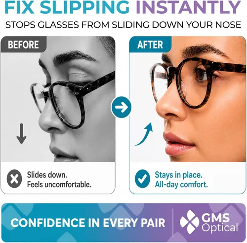 Miniatura 2 de GMS Optical® 0.1 in adhesivo antideslizante contorneado almohadillas de nariz de lente de silicona suave con súper pegajoso respaldo - 5 pares