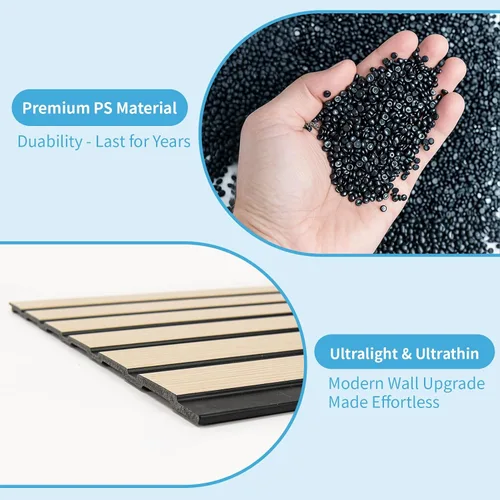 Miniatura 7 de Art3d Paquete de 4 paneles de revestimiento adhesivos de seis rejillas para decoración de paredes interiores - Paneles de pared de listones delgados