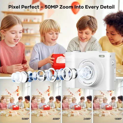 Miniatura 2 de Cámara digital 4K para fotografía, pequeña cámara de videoblogs con pantalla giratoria para YouTube, zoom 16X de 50MP, cámaras de viaje portátiles