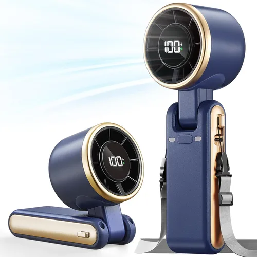 Miniatura 8 de Ventilador Portátil de Mano Turbo - 5 Velocidades Alta Velocidad 4000mAh Mini Ventilador de Mano Personal Recargable Sopla Aire Frío, Operado por