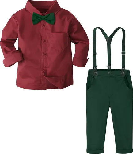 Miniatura 12 de A&J DESIGN Conjunto de ropa formal para niños pequeños con tirantes y tirantes