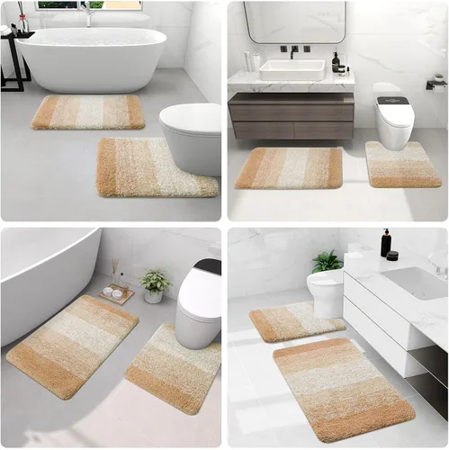 Miniatura 8 de Arotive - Juego de alfombras de baño de 3 piezas, alfombras de baño extra suaves y absorbentes, alfombrillas de baño lavables a máquina y que se