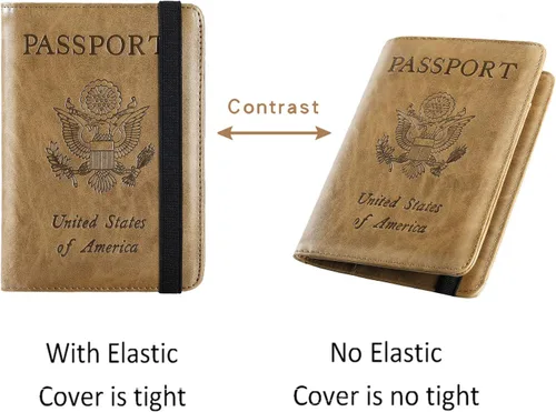 Miniatura 8 de Funda para pasaporte con bloqueo RFID de piel, organizador de documentos de viaje), 43237-2