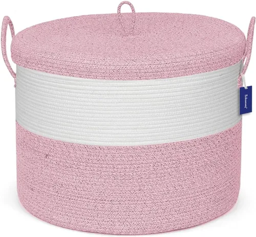 Miniatura 15 de Cestas de almacenamiento extra grandes de 21 x 18 pulgadas, cestas de cuerda ecológicas con tapa, cesta de manta para sala de estar con tapa, cestas