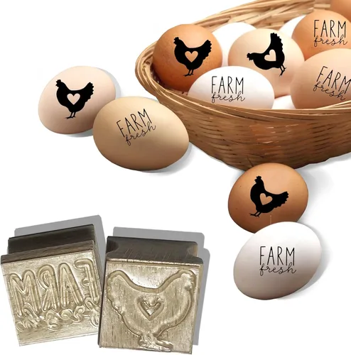 2 sellos para huevos, sello de huevo de pollo, sellos de huevos para huevos frescos, sello de huevo fresco de granja para granja, patio trasero,