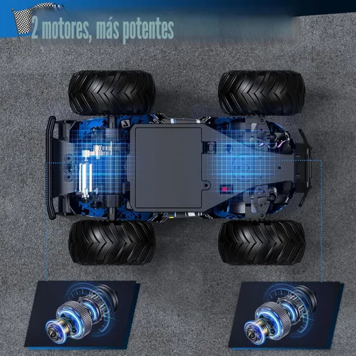 Miniatura 7 de Auto de control remoto, camión de control remoto todo terreno para niños, camión recargable a control remoto con LED, 1:20, 6.2 mi/h, 2 motores, 2.4