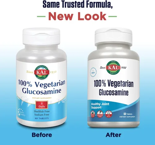 Miniatura 2 de KAL Glucosamina 100% vegetariana 1000 mg, suplemento de salud articular con HCl de glucosamina vegana, apoyo articular para comodidad y movilidad