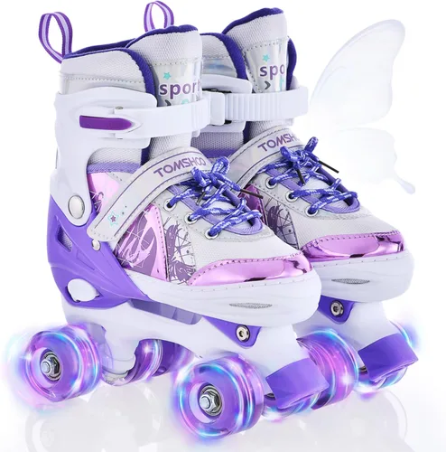 Miniatura 10 de TOMSHOO Patines de ruedas para niños y niñas de 3 a 5, 5 a 8, 6 a 12, 4 tamaños, patines ajustables con ruedas iluminadas, para regalo de cumpleaños