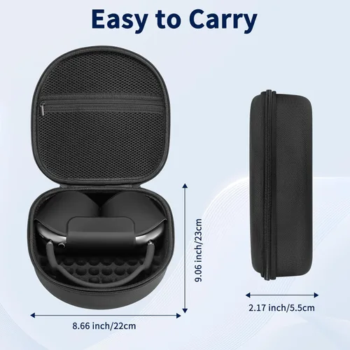 Miniatura 6 de Funda para auriculares Apple Airpods Max, estuche duro portátil de viaje para auriculares, bolsa con malla y cremallera para cargador y accesorios