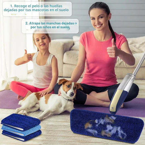 Miniatura 4 de Trapeadores en aerosol para limpieza de suelos de madera dura: MEXERRIS Wet Mops Dry Dust Mop con 3 almohadillas lavables para Swiffer Powermop