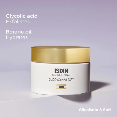 Miniatura 8 de ISDIN Isdinceutics GlicoISDIN 8 Soft (1.76 oz) Crema exfoliante facial con 3.2% de ácido glicólico libre Suaviza la textura de la piel Aumenta