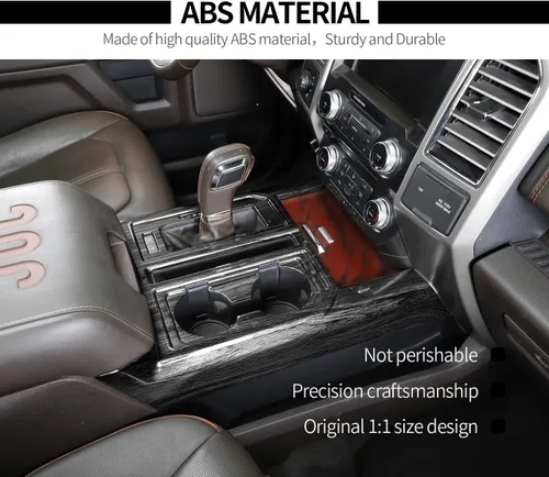 Miniatura 5 de Voodonala Cubierta de panel de consola de engranajes estilo madera negra para Ford F150 2015-2020 (madera negra, 1 unidad, ABS)