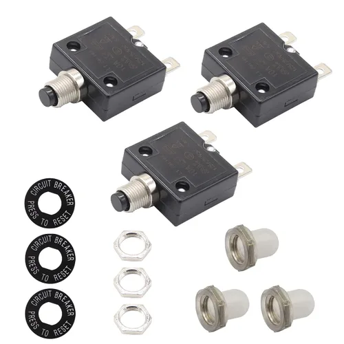 Miniatura 8 de Interruptor de circuito de botón de reinicio manual, interruptor de sobrecarga térmica de 12V-24V CC para lancha, RV, automóvil, camión 5A