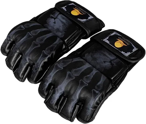 Miniatura 3 de ZooBoo Guantes de MMA, guantes de boxeo de medio dedo, guantes de lucha MMA con banda de muñeca ajustable para Sanda Sparring saco de boxeo