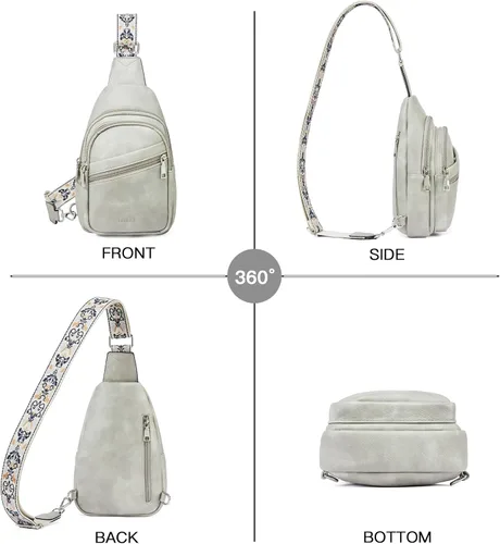 Miniatura 48 de Telena Bolso bandolera para mujer, bolso cruzado para mujer, cangurera de cuero vegano con correa ajustable