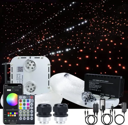 Miniatura 14 de AKEPO Kit de luces de fibra óptica con efecto de estrella de tiro de meteoritos RGBW de 32 W, control de aplicación Bluetooth, 1000 piezas de hebras