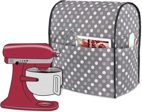 Funda antipolvo Luxja compatible con batidora de pie de 6 a 8 cuartos de galón, funda de tela con bolsillos para batidora de pie y accesorios Gris