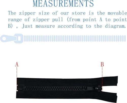 Miniatura 3 de ANPURZII 2 cremalleras separadoras #5 de 36 pulgadas para coser abrigos, cremalleras de plástico moldeado negro a granel (negro 36" 2 unidades)