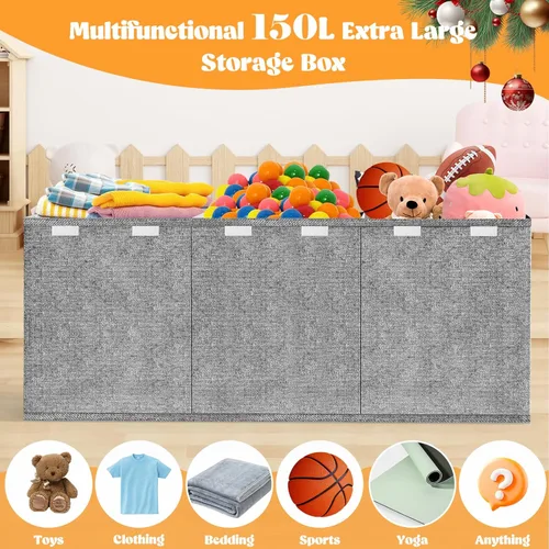 Miniatura 4 de Beadsky Caja de juguetes extragrande, baúl de juguetes para niños pequeños con tapas, organizador de almacenamiento plegable de juguetes, cestas