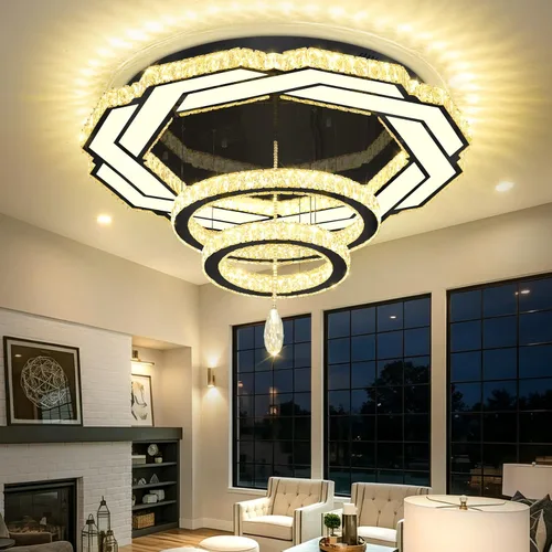 Miniatura 23 de Flashing God Candelabros de cristal modernos de 12 pulgadas, lámpara de techo de montaje empotrado, mini lámpara LED regulable para pasillo, lámpara