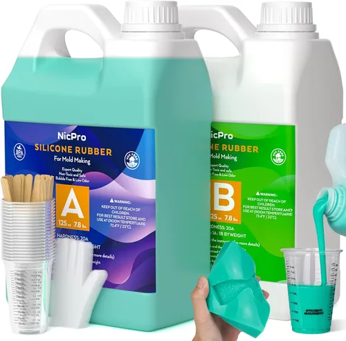 Miniatura 8 de Nicpro Kit de Fabricación de Moldes de Silicona de 170oz, Goma Líquida de Silicona Platino 20A, Verde Jade Flexible, Fabricante de Moldes de 170oz