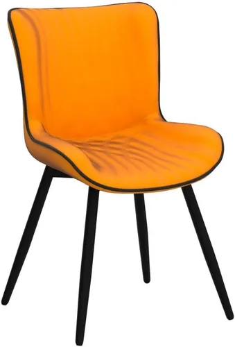 Miniatura 5 de YOUTASTE Juego de 2 sillas de comedor, modernas de mediados de siglo, tapizadas de piel sintética, con patas de metal negro, silla decorativa sin