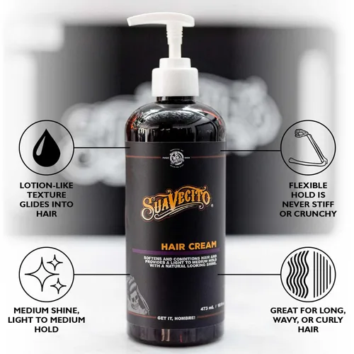 Miniatura 3 de Suavecito Botella de bomba de crema para el cabello, brillo medio durante todo el día