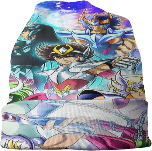 Miniatura 3 de KLEIDUNG Anime Saint Seiya Gorro de punto delgado elástico casual suave cráneo gorra gorra de cabeza negro, Negro