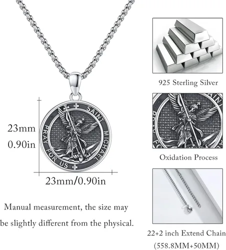 Miniatura 5 de DOTBJ Collar con colgante de cruz de San MiguelSan CristófaloSan BenitoSan PatricioJesús Amuleto de joyería para hombres y mujeres con cadena Rolo