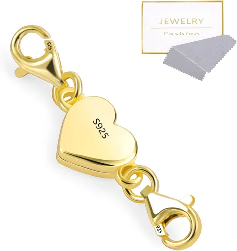 Miniatura 7 de Collar magnético de corazón de oro de 14 quilates, cierres y cierres de plata de ley 925, cierre de langosta doble, cierres magnéticos de joyería