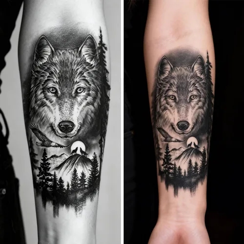 Miniatura 5 de 2 hojas de tatuajes temporales de león, cruz de Jesús, para hombres y mujeres, religiosas, calcomanías falsas de tatuaje, realista, blanco y negro
