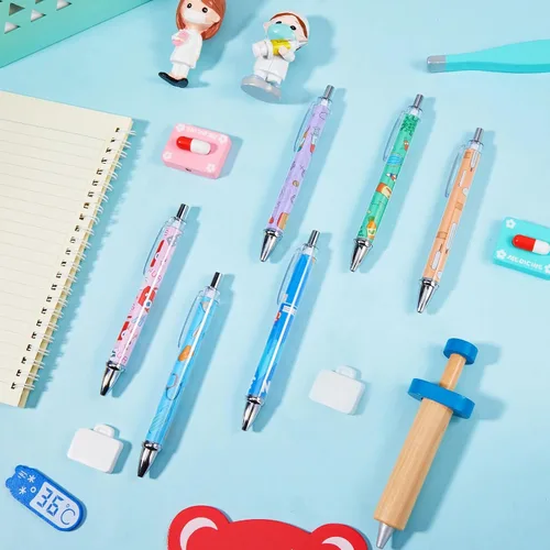 Miniatura 4 de Divertidos bolígrafos de enfermera, encantadores bolígrafos de punta de bola de dibujos animados, tinta negra, retráctil, de presión, bolígrafo