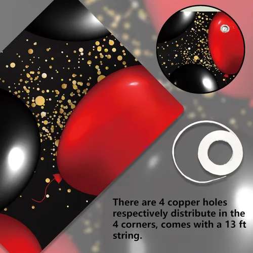 Miniatura 7 de Cartel de feliz cumpleaños 15 color rojo y negro, decoración temática de globos para niñas y mujeres, princesas de 15 años, fiesta de cumpleaños