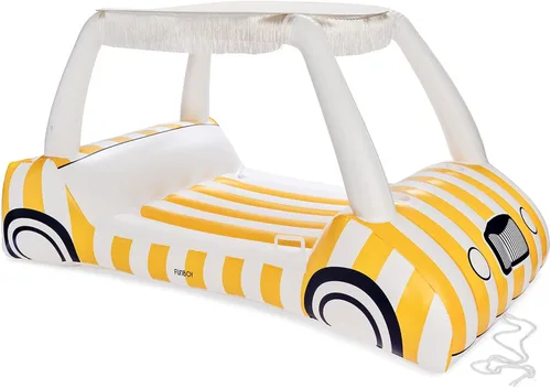 Miniatura 9 de FUNBOY Flotador de piscina de carrito de golf con estampado de palma de 90 pulgadas con 2 portavasos y pantalla de flecos extraíble, flotadores