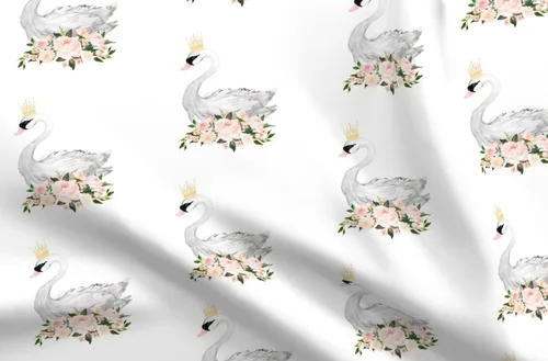 Miniatura 4 de Spoonflower Tela: rosas de cisne, flores florales blancas, rosa y negro, estampado de boda en tela de algodón distintiva por The Yard - Coser