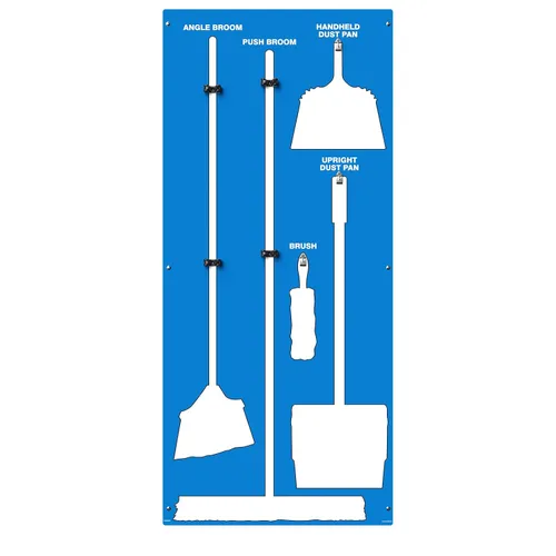 Miniatura 15 de Clean & Sweep 5S - Soporte para escoba de montaje en pared, tablero de 68 x 30 pulgadas, estación de limpieza 5S, solo tablero, herramientas se