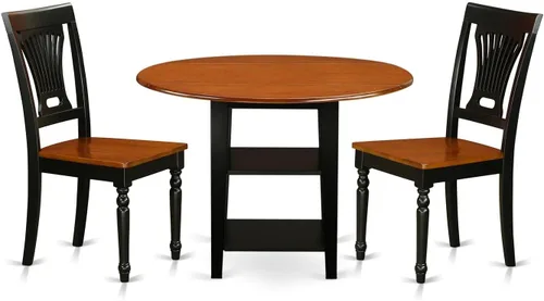 Miniatura 11 de East West Furniture SUPL3-BMK-C - Juego de mesa de comedor de 3 piezas contiene una mesa de comedor redonda con gotas y estantes y 2 sillas