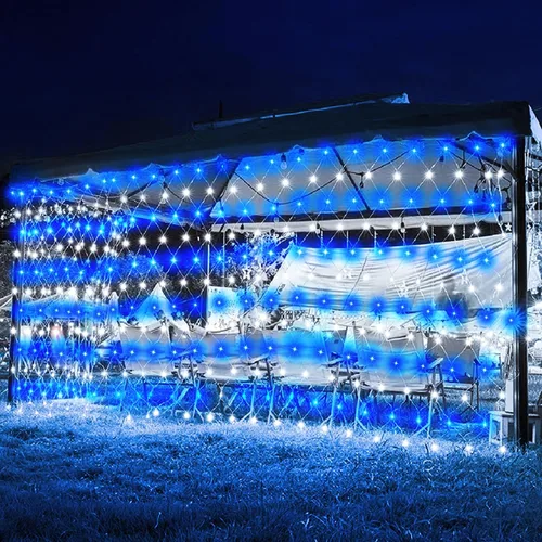 Miniatura 11 de 198 luces de red LED de 9.8 pies x 6.6 pies enchufables, 8 modos de iluminación de malla conectables, luces de red de Navidad impermeables al aire