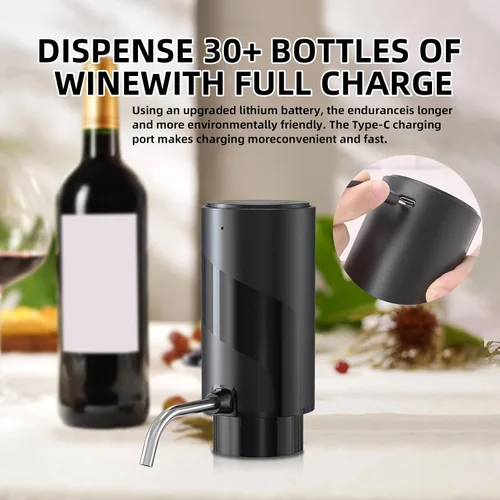 Miniatura 4 de Aireador de Vino Descantador de Vino Eléctrico Aireador de Vino Automático, Dispensador de Vino Vertidor de Vino con USB Recargable, Amante del Vino