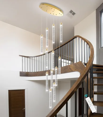 Miniatura 5 de Candelabro LED regulable de 12 luces para entrada, montaje empotrado, lámpara colgante de techo, candelabros de cristal para sala de estar, Dorado